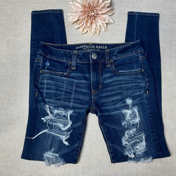 American Eagle Distressed Jeggings Skinny Jeans 4 - Picture 5 of 10